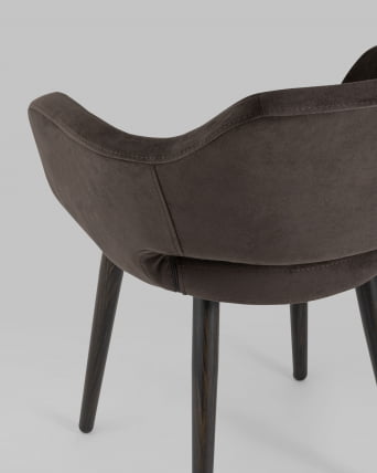 Стул с подлокотниками Саймон велюр Темно-коричневый_6