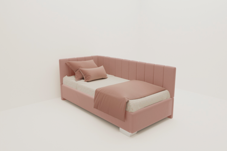 ДЕТСКАЯ МЯГКАЯ ИНТЕРЬЕРНАЯ КРОВАТЬ ТЕРРА БЕЗ ОСНОВАНИЯ (BERHOUSE) Цвет фасада: Бледно розовый; Материал фасада: Металл/Велюр; Спальное место: 800х2000 мм_0