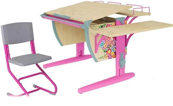Парта трансформер Деми СУТ.14-02 с рис. + СУТ.01 розовый_0
