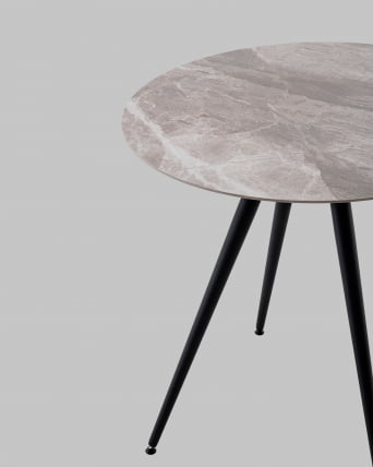 Стол Ники круглый столешница керамика Италиан лигхт грей 800 / Italian light grey_4