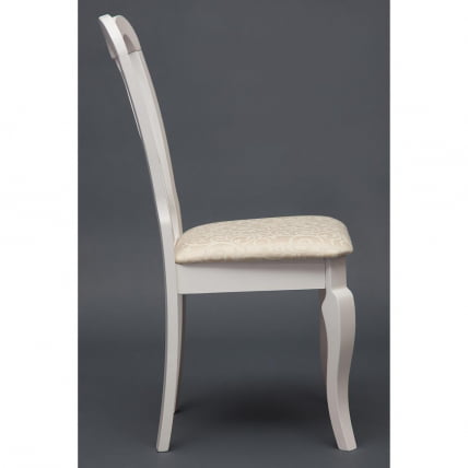 Стул Афродита/ Aphrodite дерево гевея, 46х54х99см, Ivory white, ткань кремовая с рисунком (3321)_3