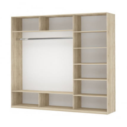 Шкаф-купе трехдверный Прайм 1800 ДСП/Белое стекло/ДСП Дуб сонома_1