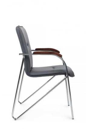 Стул Самба с деревянными подлокотниками СМБ-02Х Хром гальв. Серый / SMB-02H_1