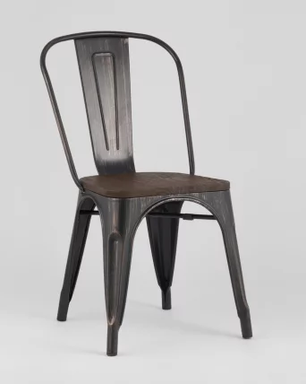 Стул Tolix Wood 850 Черная патина с золотом_1