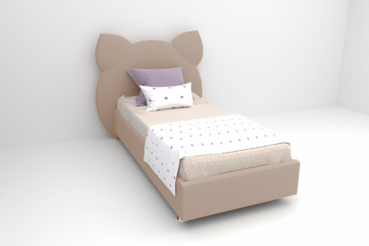 Детская кровать "Котя" с ортопедическим основанием Цвет фасада: Светло-серый; Цвет корпуса: Светло-серый; Материал фасада: Металл/Велюр; Размер: 900х2000 мм; Спальное место: 900х2000 мм _0