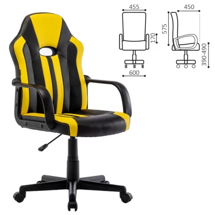 Кресло компьютерное BRABIX Stripe GM-202 экокожа Черный-желтый_0