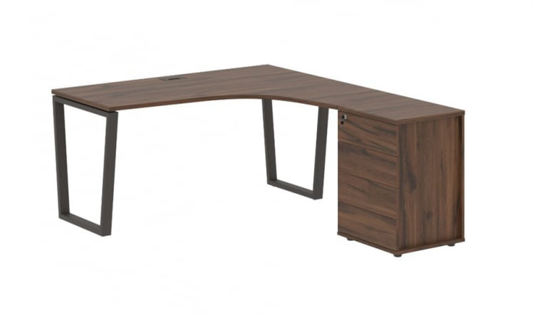 Стол эргономичный с тумбой правый EDIS EVCET 1518 R Дуб Денвер темный Мокко_0