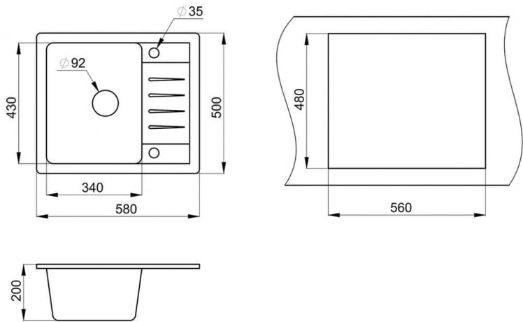 Кухонная мойка STANDART 5803 Белый_2