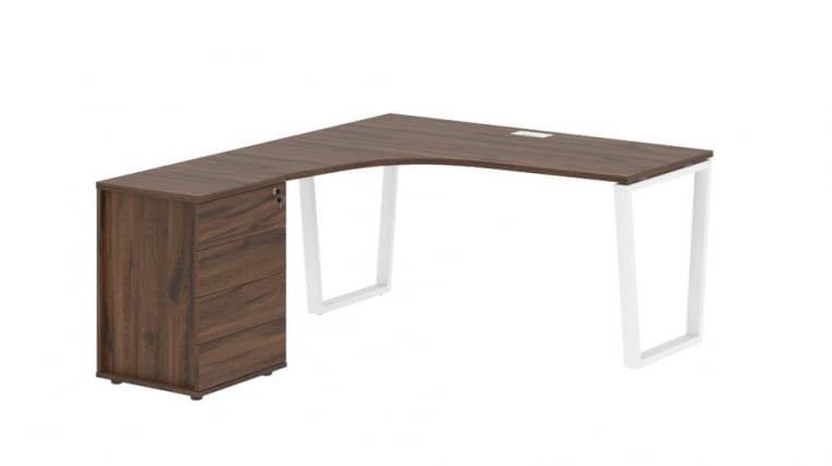 Стол эргономичный с тумбой левый EDIS EVCET 1518 L Дуб Денвер темный Белый_0