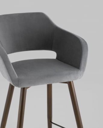 Стул барный Саймон Б велюр Темно-серый_7