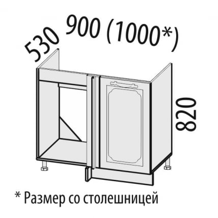 Стол под мойку угловой лев/прав Милана 23.52 Сосна Астрид/Ваниль_1