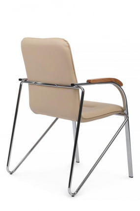 Стул Самба с деревянными подлокотниками СМБ-02Х Хром гальв. Бежевый / SMB-02H_2