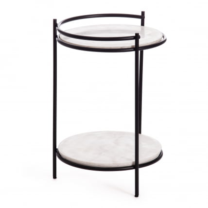 Столик кофейный Сеcрет Де Маисон ФАСЕЛИС ( мод. 11886 ) алюминиевый сплав/мрамор, 38*38*56 см, черный/белый мрамор / Secret De Maison FASELIS mod._1