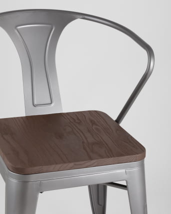 Стул ТОЛИКС АРМ ВООД с подлокотниками Серебристый / TOLIX ARM WOOD_8