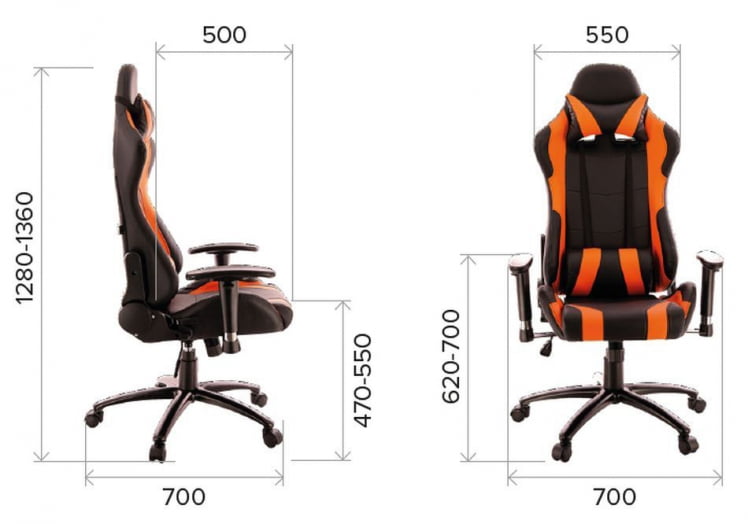 Кресло геймерское Everprof Lotus S2  Экокожа Черный Оранжевый_3
