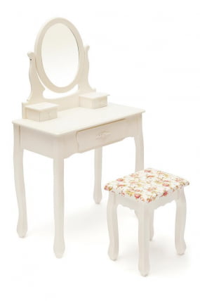 Туалетный столик с зеркалом и табуретом Secret De Maison COIFFEUSE ( mod. HX15-075 ) дерево павловния, мдф, 70x40x130см / 36x38x44см, butter white (слоновая кость)_0