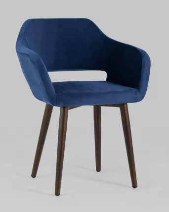 Стул с подлокотниками Саймон велюр Темно-синий_1