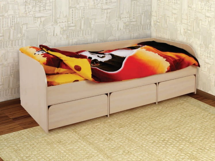 Кровать Сити 4.1 Без матраца Дуб млечный / Салат / Оранж_1