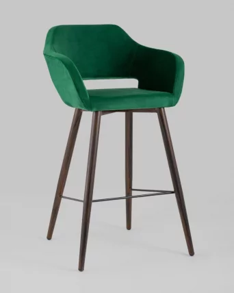 Стул барный Саймон Б велюр Темно-зеленый_1