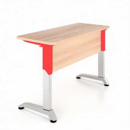 Парта двухместная Де Гласси Н (рост 5-7)  ЛДСП Дуб Сантана/ Металл Серый+Красный_0
