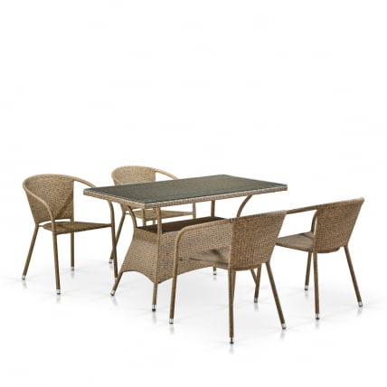 Комплект мебели из иск. ротанга T198D/Y137B-W56 Light Brown (4+1)_0