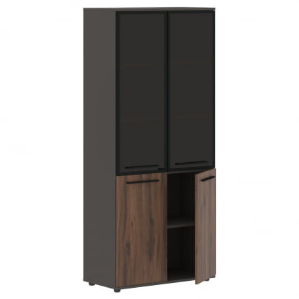 Шкаф комбинированный  с дверьми в металлической раме EDIS EHCS 85.7 Дуб Денвер темный Черный Мокко_1