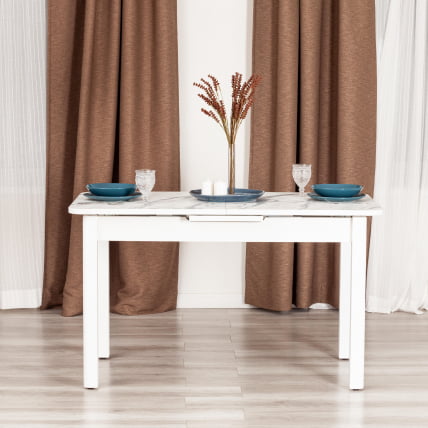 Стол ALIGERY ЛДСП/HPL/опора-массив березы , 130 х 75+30 х 75 см, Мрамор светлый/белый_12