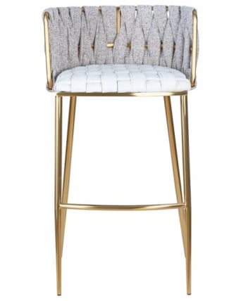Стул барный ДОБРИН ЕММА ГОЛД (белый ПУ (Т-01), белая ткань (Ф-49)) 4 шт / DOBRIN EMMA GOLD PU (T-01), (F-49))_6