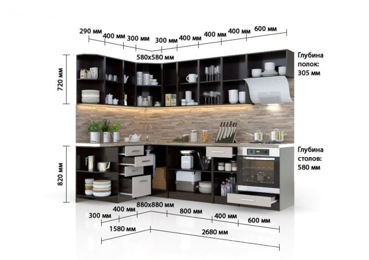 Модульная кухня Арина 4 Дуб феррара/Бежевый песок_2