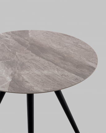 Стол Ники круглый столешница керамика Италиан лигхт грей 800 / Italian light grey_5