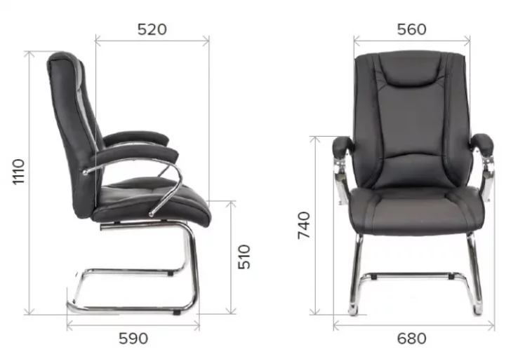 Кресло для посетителей King CF экокожа Черный_4