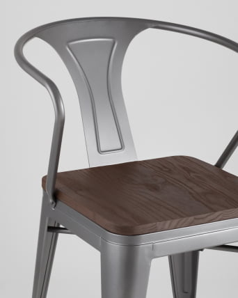 Стул ТОЛИКС АРМ ВООД с подлокотниками Серебристый / TOLIX ARM WOOD_7