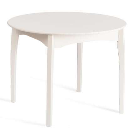 Стол DIAMANTE круглый бук, мдф, шпон дуба, 100 х 100+30 х 75 см, Ivory white_0