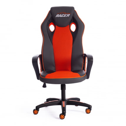 Кресло RACER кож/зам/ткань, металлик/оранжевый, 36/07_4