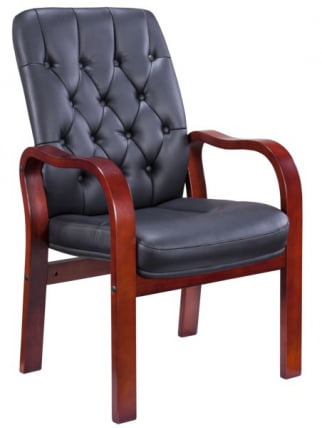 Стул руководителя Everprof Monaco Wood CF Экокожа Черный_0
