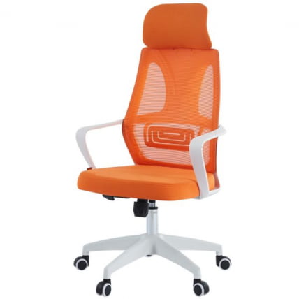 Кресло руководителя CХАИРМАН CХ636 ткань/сетка оранжевый, белый пластик (М) / CHAIRMAN CH636 (M)_2