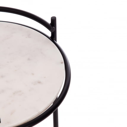 Столик кофейный Сеcрет Де Маисон ФАСЕЛИС ( мод. 11886 ) алюминиевый сплав/мрамор, 38*38*56 см, черный/белый мрамор / Secret De Maison FASELIS mod._4