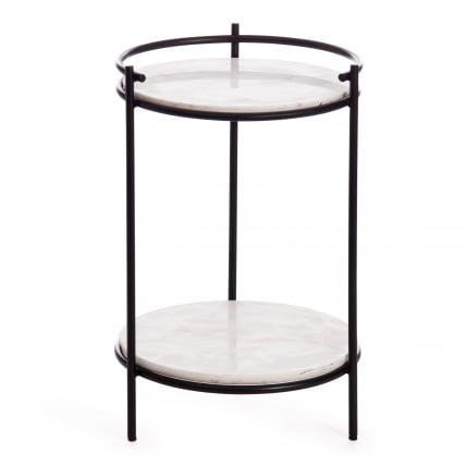 Столик кофейный Сеcрет Де Маисон ФАСЕЛИС ( мод. 11886 ) алюминиевый сплав/мрамор, 38*38*56 см, черный/белый мрамор / Secret De Maison FASELIS mod._0