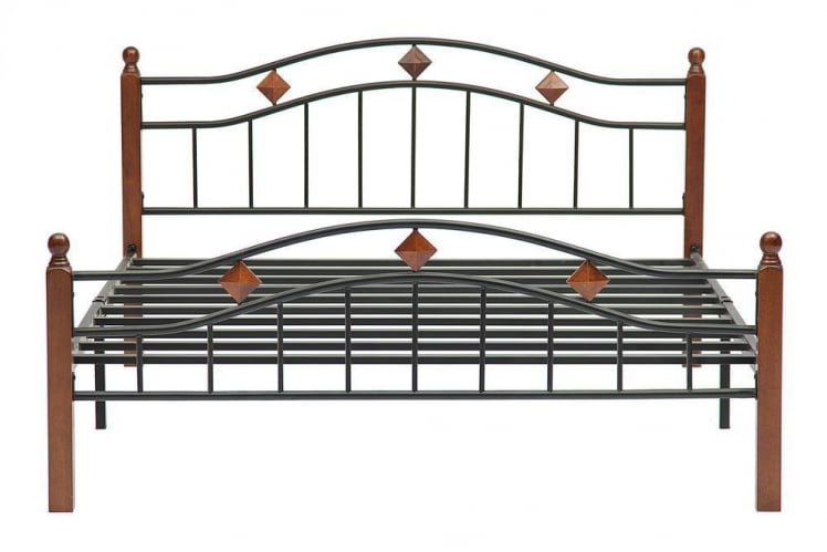 Кровать AT-126 дерево гевея/металл, 160*200 см (Queen bed), красный дуб/черный_1