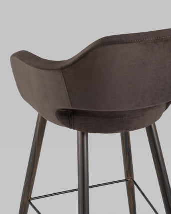 Стул барный Саймон Б велюр Темно-коричневый_6