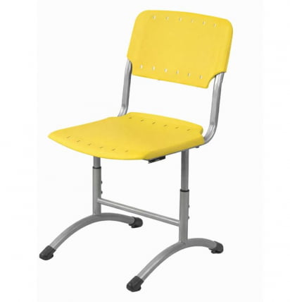 Стул ученический регулируемый (рост 5-7) 460х530 мм Пластик Желтый РАЛ 1018/Металл Серый / RAL_0