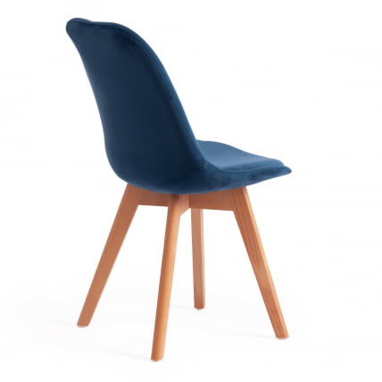 Стул TULIP SOFT (mod. 74) / 1 шт. в упаковке вельвет/дерево , 54 х 47 х 83 см , синий (HLR 63)/натуральный_2