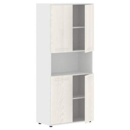 Шкаф с двумя комплектами глухих малых дверей EDIS EHCS 85.4 Ясень Траун Белый Белый_1