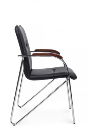 Стул Самба с деревянными подлокотниками СМБ-02Х Хром гальв. Черный / SMB-02H_1