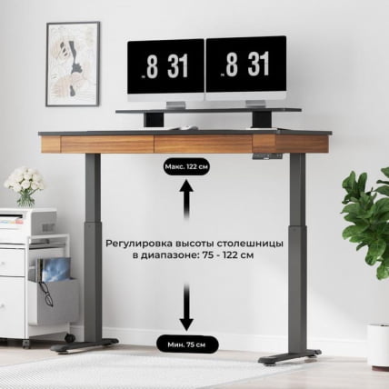 Стол для компьютера c электрической регулировкой по высоте и 2 ящиками EUREKA ERK-ED-I55-WN_22