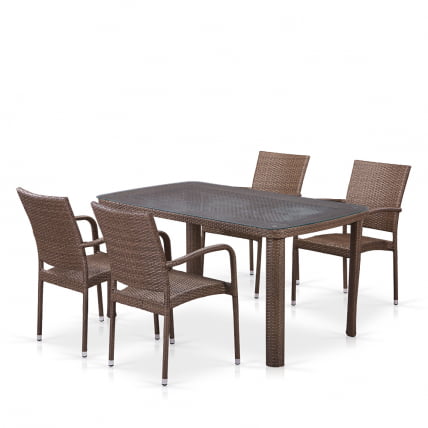 Комплект плетеной мебели T51A/Y376-W773-150x85 4Pcs Brown_0