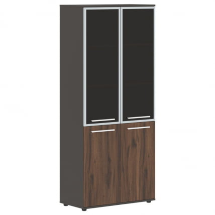 Шкаф комбинированный  с дверьми в металлической раме EDIS EHCS 85.7 Дуб Денвер темный Белый Мокко_0