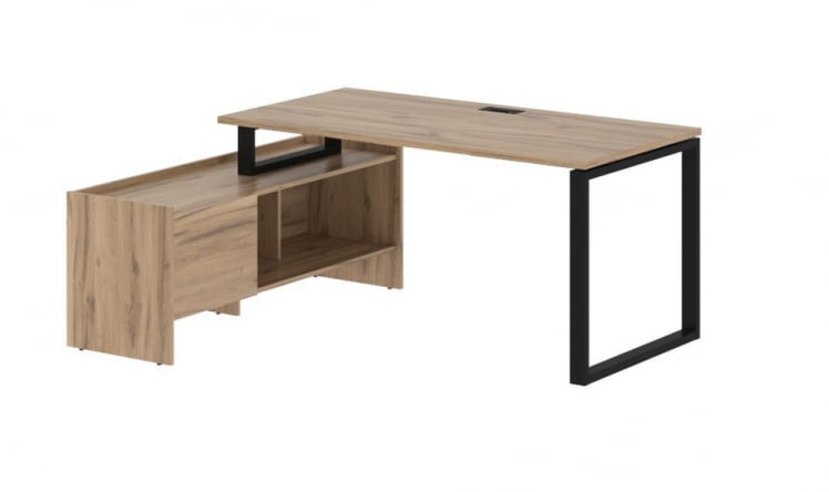 Стол с тумбой EDIS EQCT 17814 Дуб Денвер светлый Черный_0