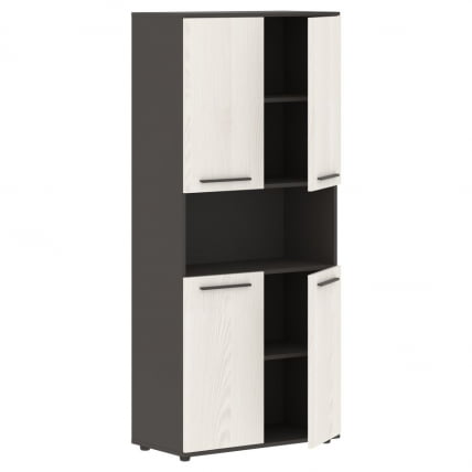 Шкаф с двумя комплектами глухих малых дверей EDIS EHCS 85.4 Ясень Траун Мокко Мокко_1