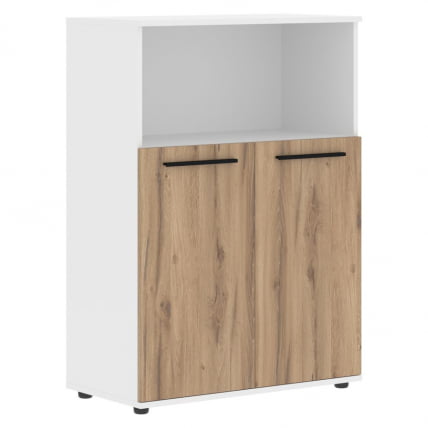 Шкаф с глухими малыми дверьми EDIS EMCS 85.3 Дуб Денвер светлый Черный Белый_0